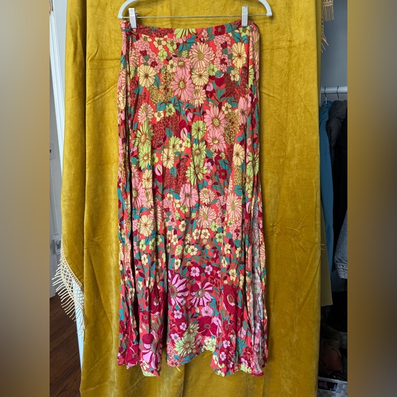 NATURAL LIFE Floral A-Line Skirt - Red, Pink, Green - Picture 1 of 4